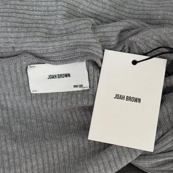 Joah Brown Cardigan Womens One Size Gray Ribbed Open Front Drape Sweater - Picture 5 of 8